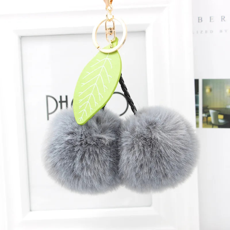 Cute Sweet Cherry Plush Women's Bag Pendant Keychain