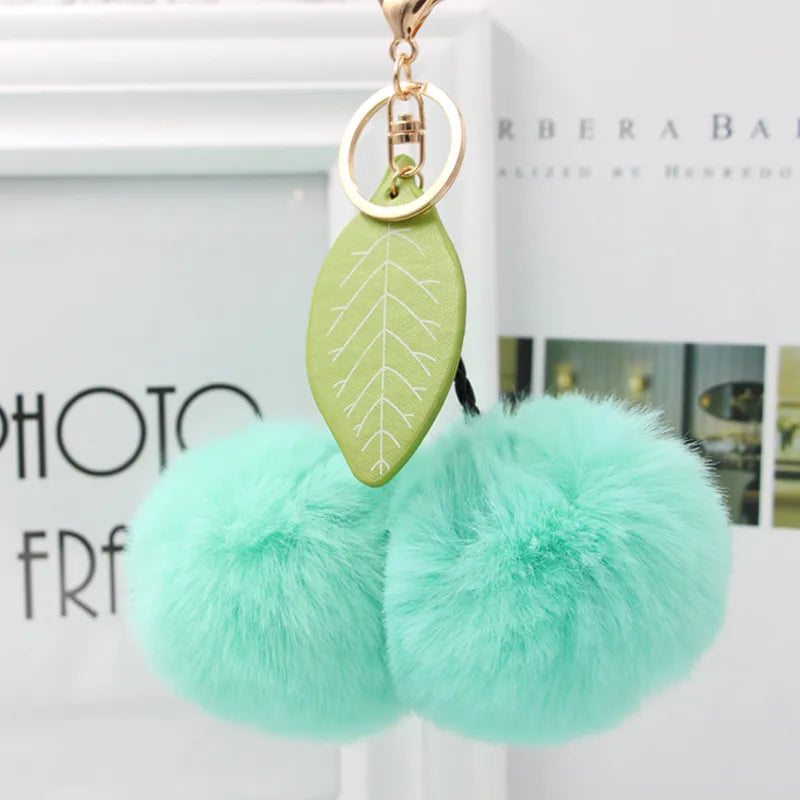 Cute Sweet Cherry Plush Women's Bag Pendant Keychain