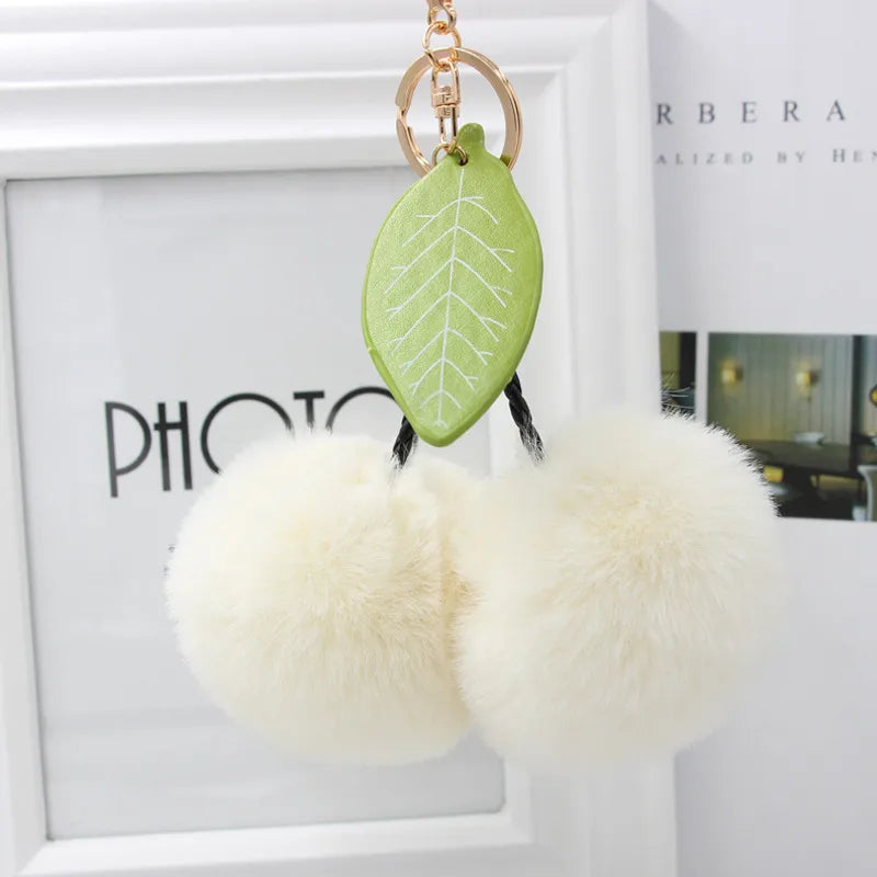 Cute Sweet Cherry Plush Women's Bag Pendant Keychain