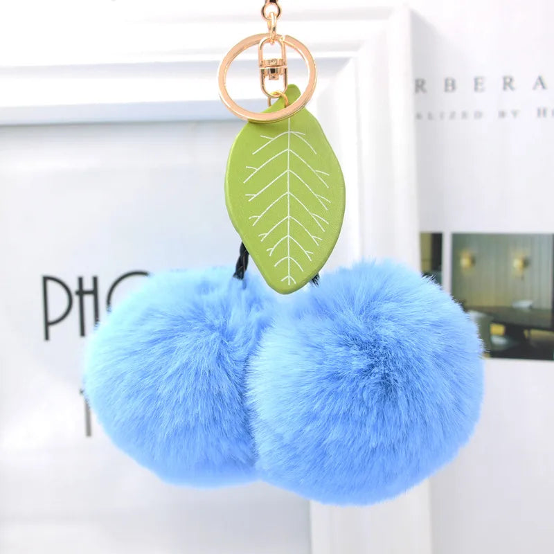 Cute Sweet Cherry Plush Women's Bag Pendant Keychain