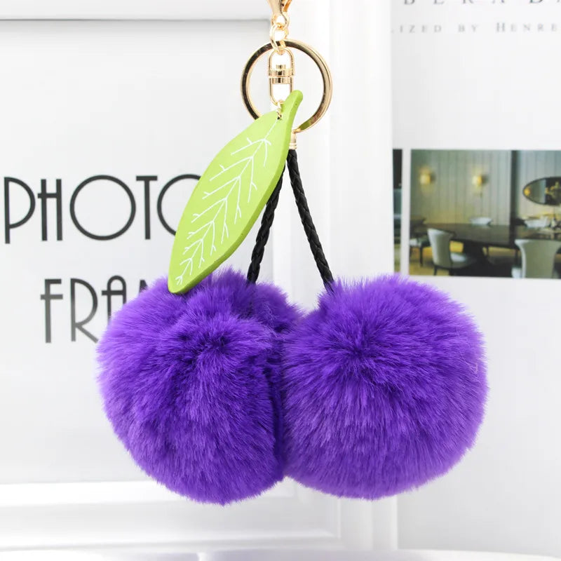 Cute Sweet Cherry Plush Women's Bag Pendant Keychain