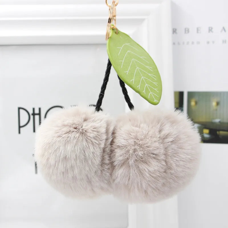 Cute Sweet Cherry Plush Women's Bag Pendant Keychain