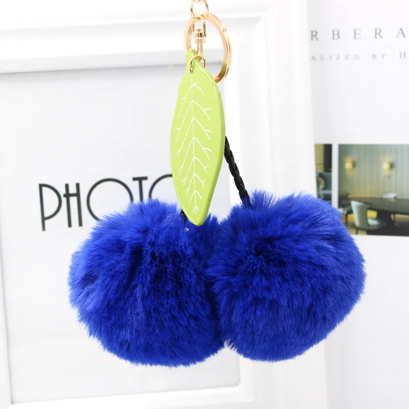 Cute Sweet Cherry Plush Women's Bag Pendant Keychain