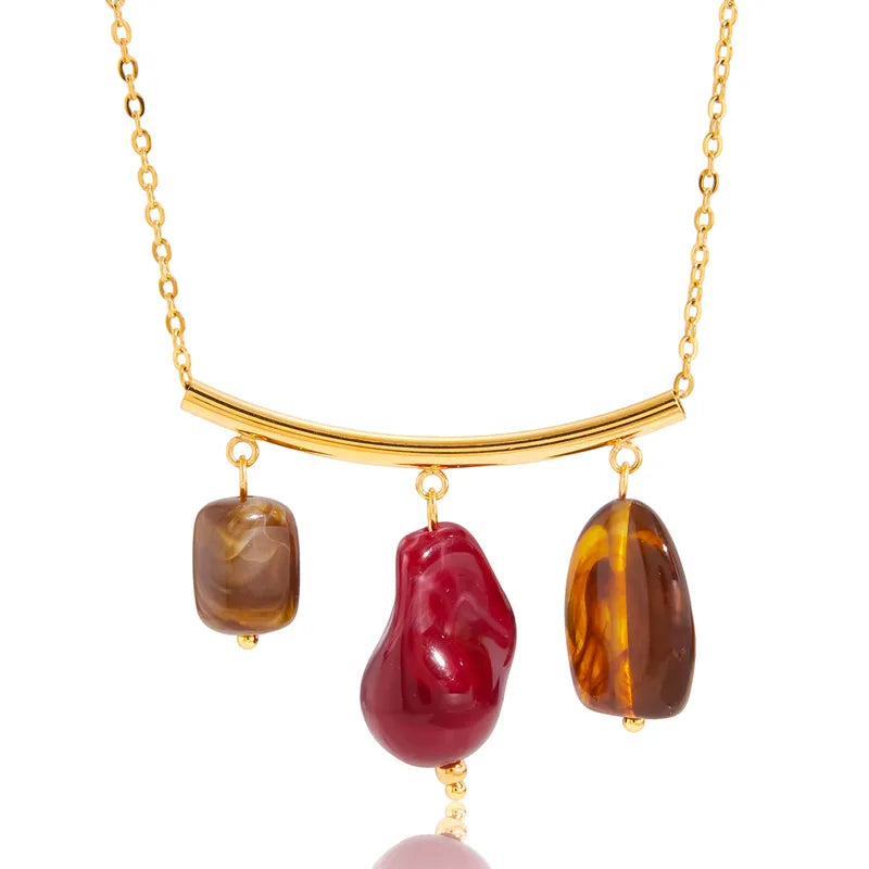 Μακρύ κολιέ με πολύχρωμες πέτρες και χρυσή μπάρα – Aurora Pendant Necklace – So Cute by Dimi