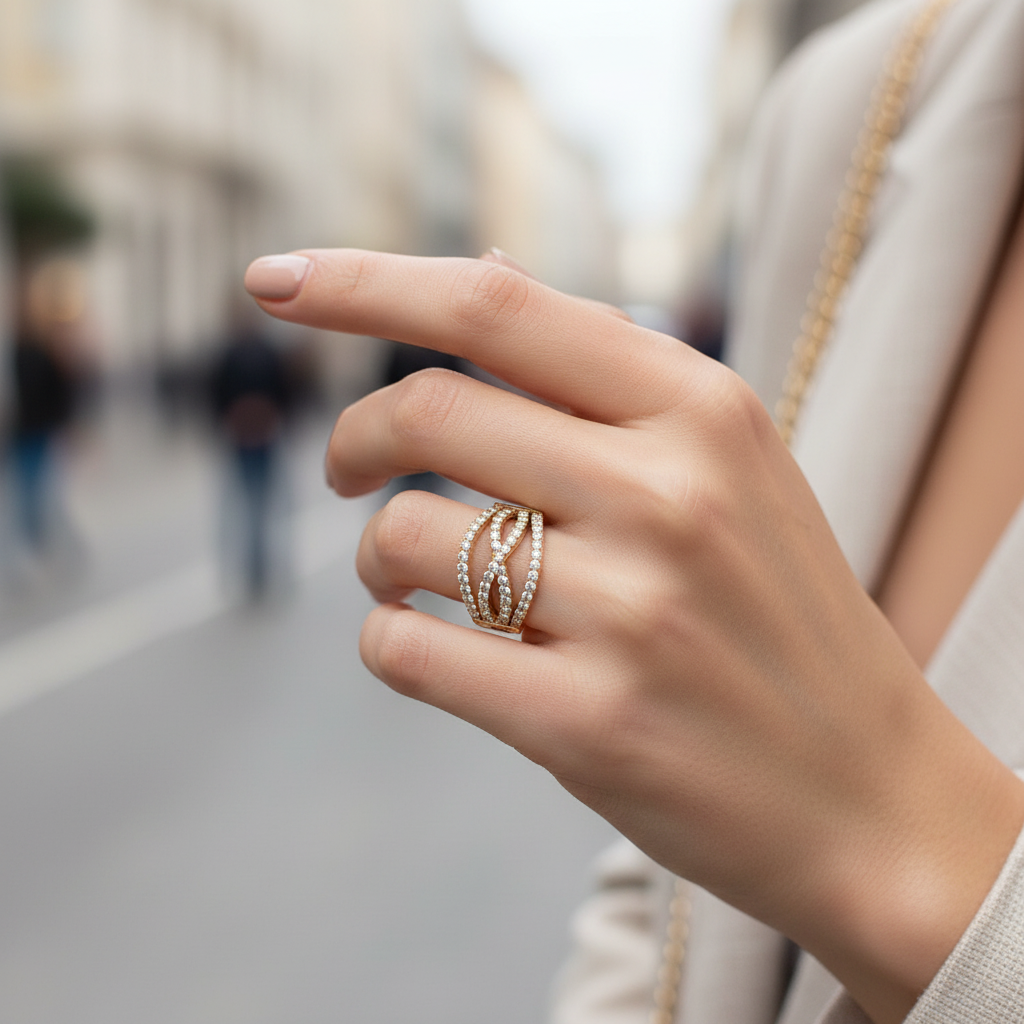 ⚡🚚 Δαχτυλίδι “Infinity Glam” με Ζιργκόν