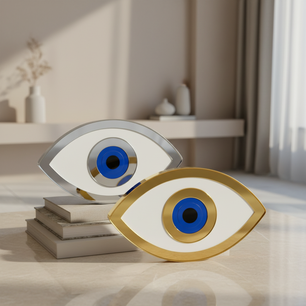 Eπιτραπέζιο Γούρι Μάτι Plexiglass με Χρυσό Καθρέφτη & Λάμψη - So Cute by Dimi