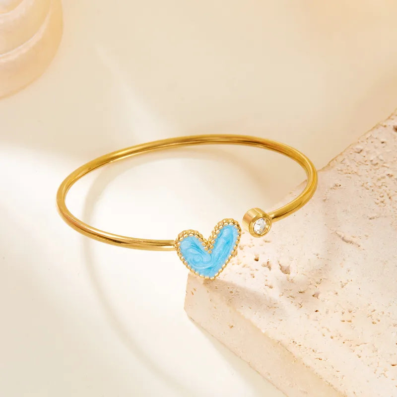 Simple Style Heart Shape 304 Stainless Steel Bangle