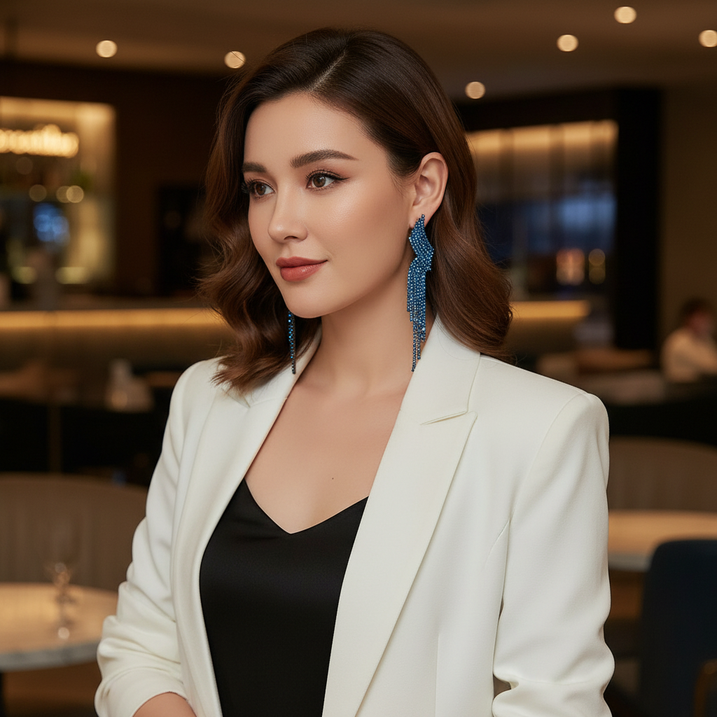 Μακριά σκουλαρίκια με κρυστάλλους σε ασημί, μαύρο ή μπλε – Holiday Night Collection – So Cute by Dimi