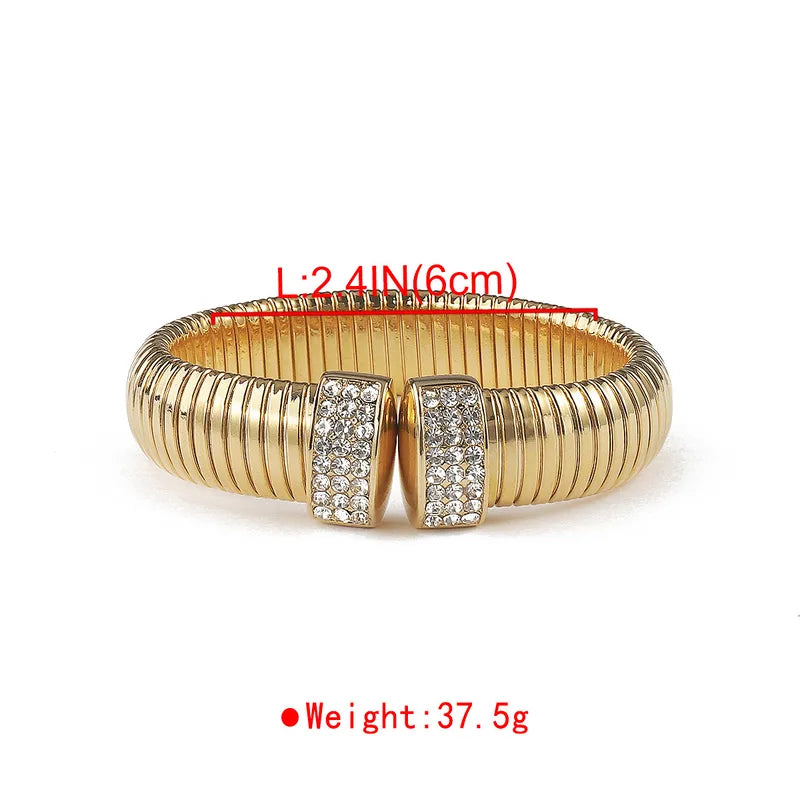 Elegant Retro Geometric Rhinestones Alloy Bangles