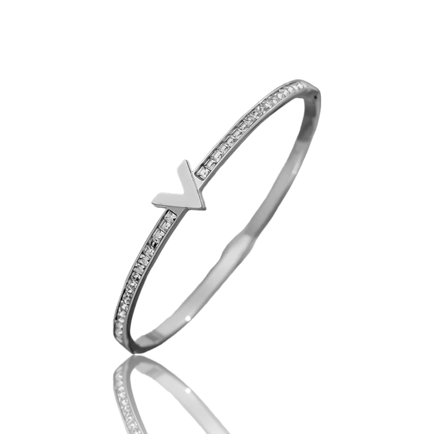 V-shaped Zircon Titanium Steel Bangle