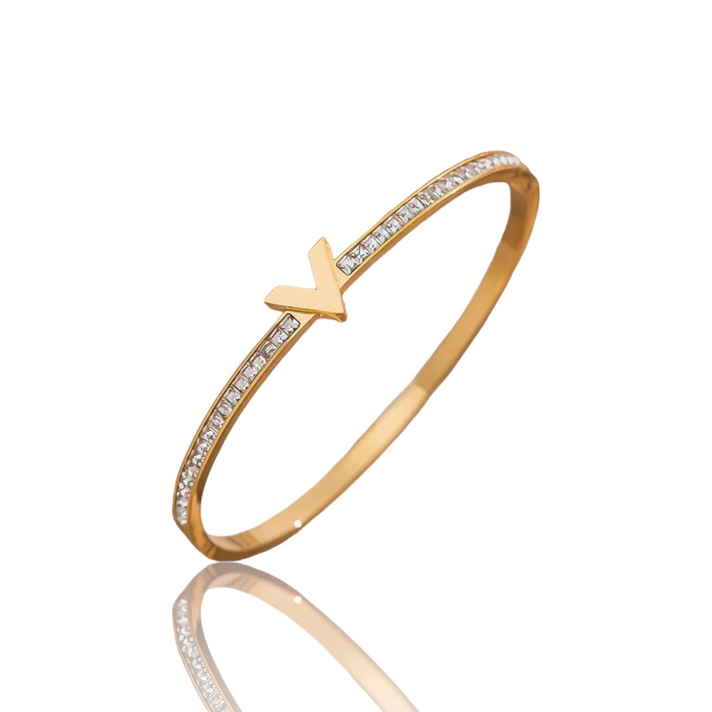 V-shaped Zircon Titanium Steel Bangle