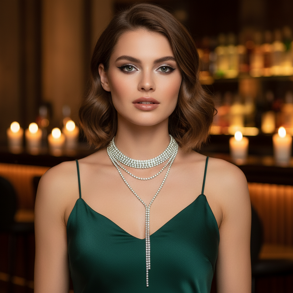 Layered crystal necklace σε χρυσό – Holiday Night Collection – So Cute by Dimi