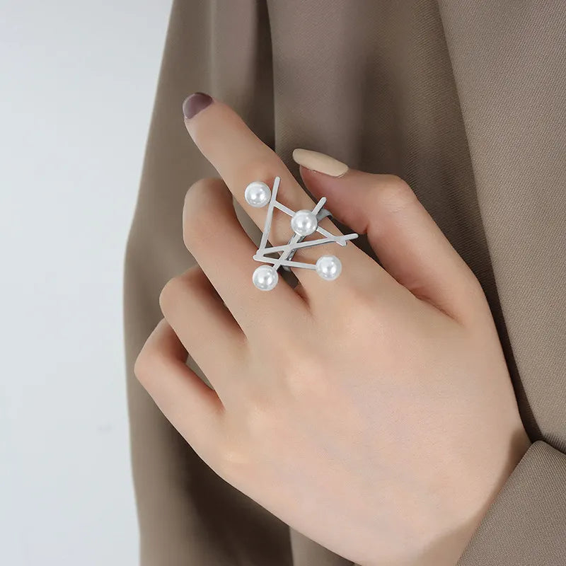 Fashion 304 Stainless Steel Asymmetrical Ring