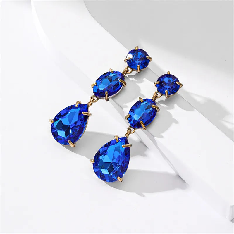 Fashion Water Droplets Alloy Rhinestone Women's Drop Earrings