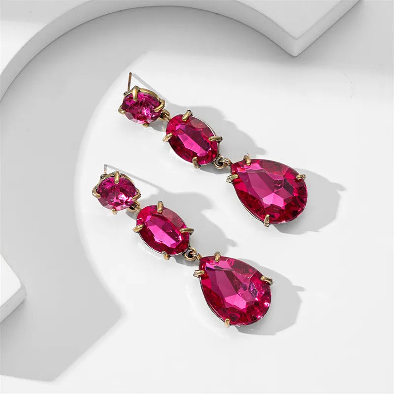 Fashion Water Droplets Alloy Rhinestone Women's Drop Earrings