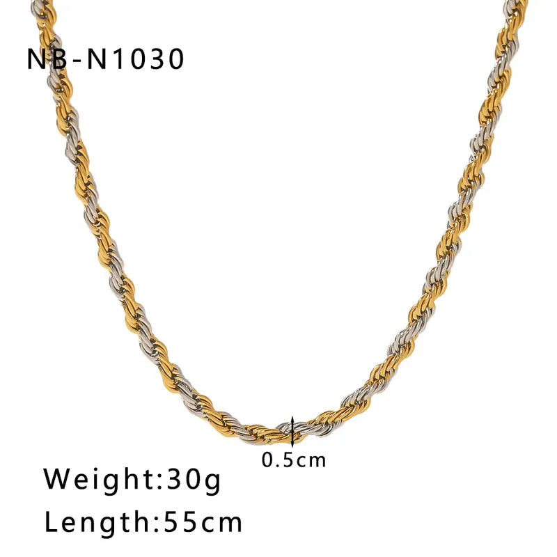 Stainless Steel Plating Braid 18k Gold Plated Necklace