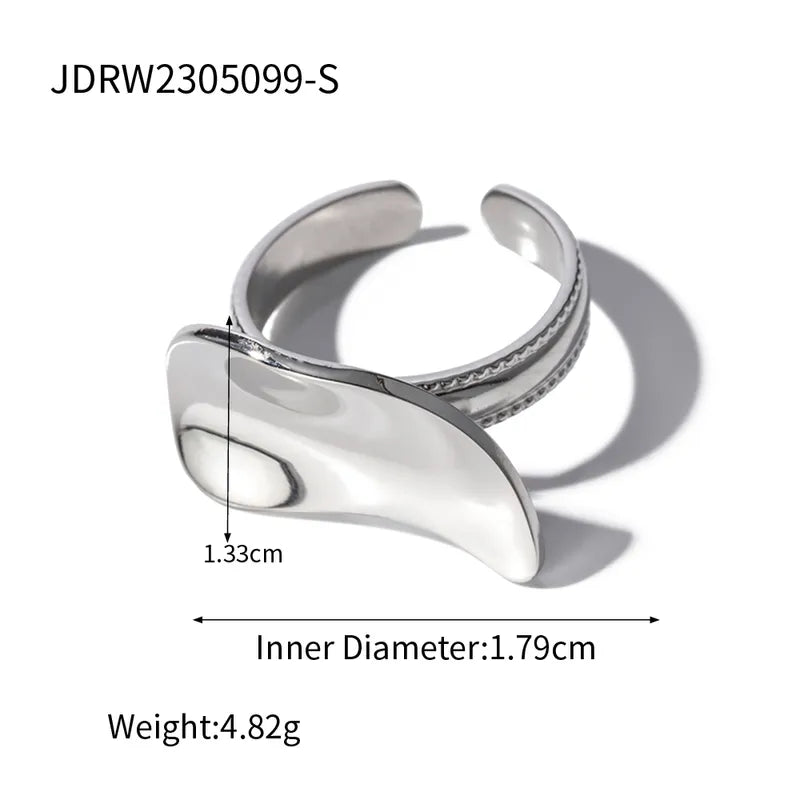 IG Style Simple Style Solid Color Stainless Steel Plating 18K Gold Plated Open Ring