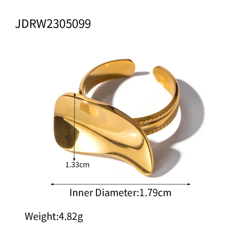 IG Style Simple Style Solid Color Stainless Steel Plating 18K Gold Plated Open Ring