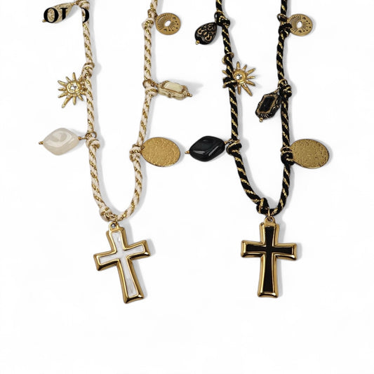 ⚡🚚 Κολιέ Charm Cross Deluxe με Σμάλτο