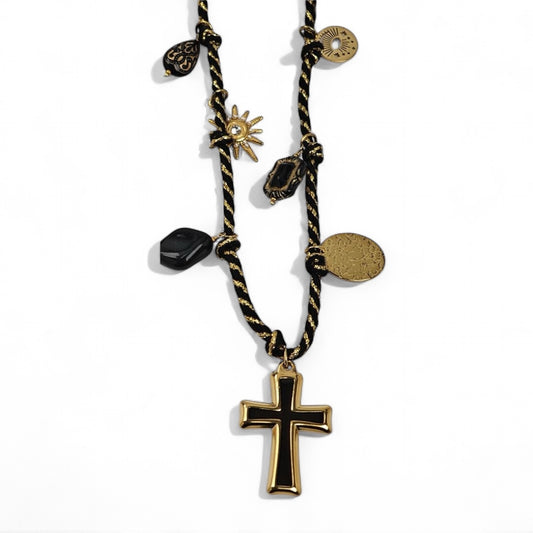 ⚡🚚 Κολιέ Charm Cross Deluxe με Σμάλτο