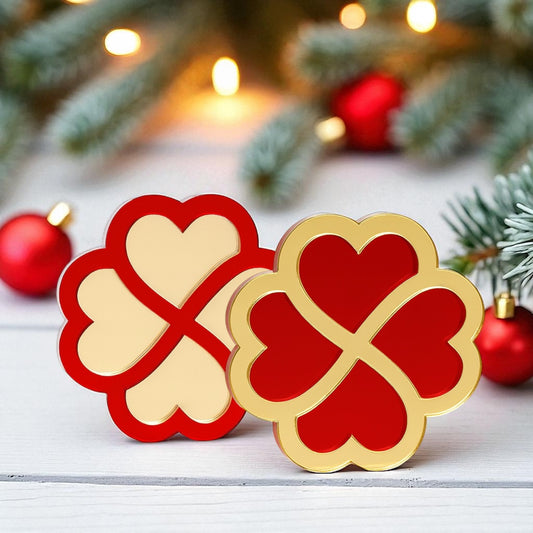 🤍✨Επιτραπέζιο Γούρι Τετράφυλλο Τριφύλλι με Καρδιές