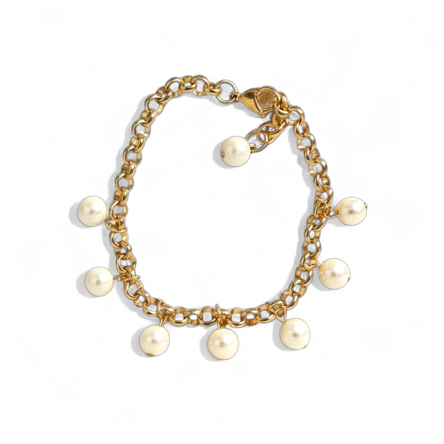 Χειροποίητο βραχιόλι με ατσάλινη αλυσίδα και κρεμαστές πέρλες – So Cute by Dimi