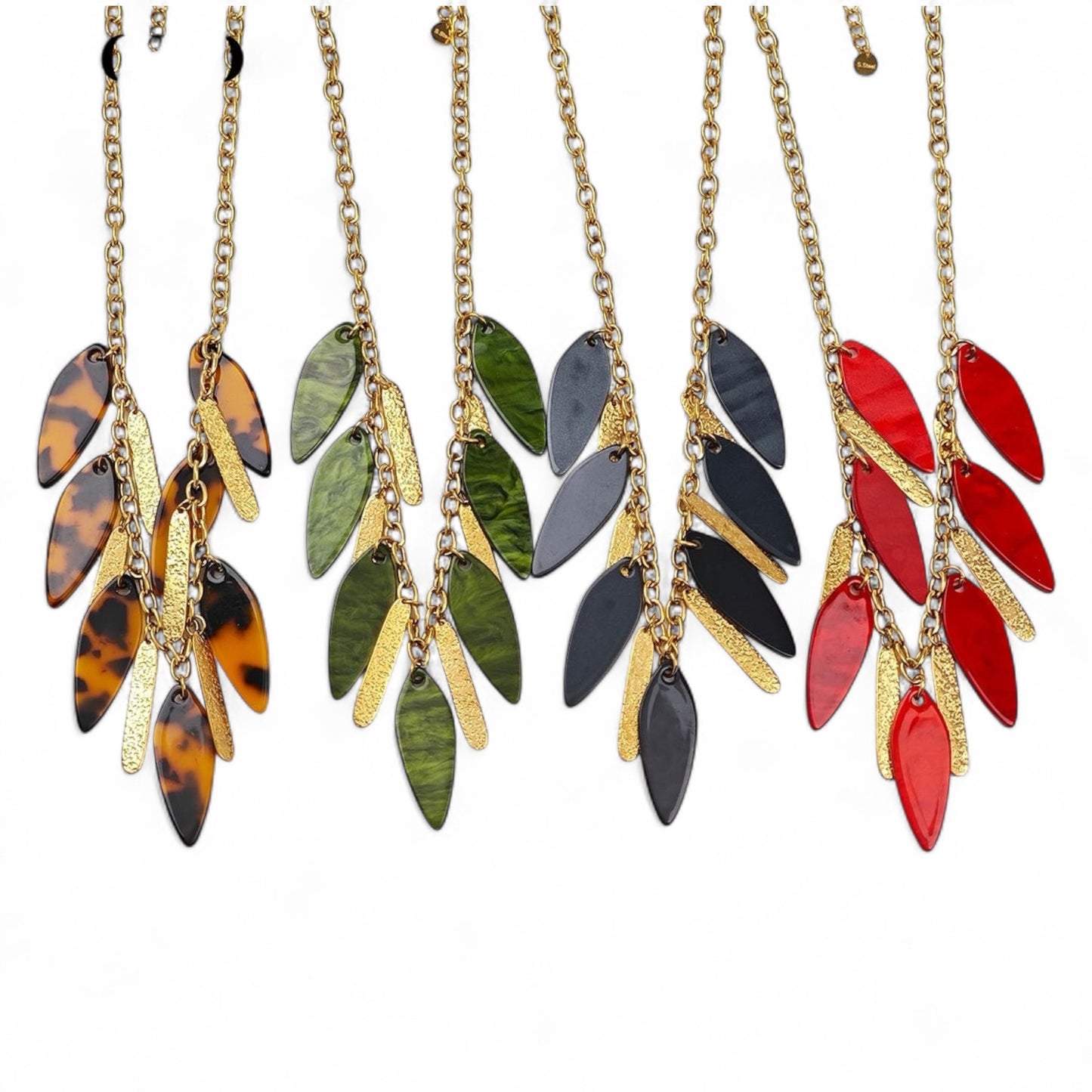 ⚡🚚 Leaf Charm Necklace – Ατσάλινο Κολιέ με Κρεμαστά Φύλλα