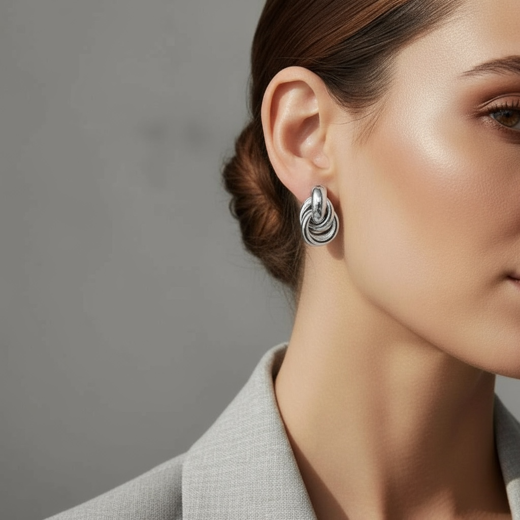 Ατσάλινα σκουλαρίκια με σχέδιο κόμπου – So Cute by Dimi χονδρική