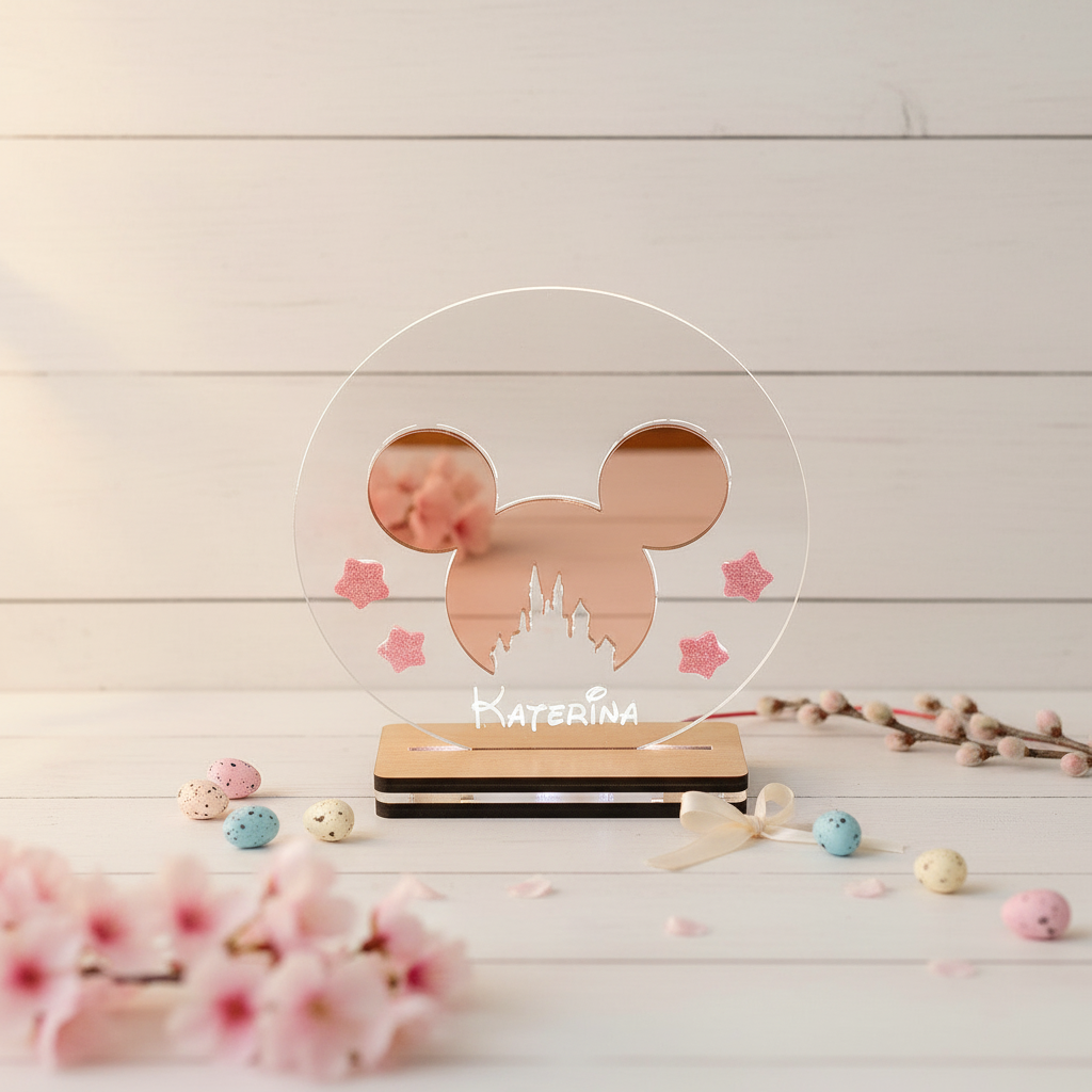 🤍✨ Επιτραπέζιο LED Φωτιστικό Μίκυ με Προσωποποίηση