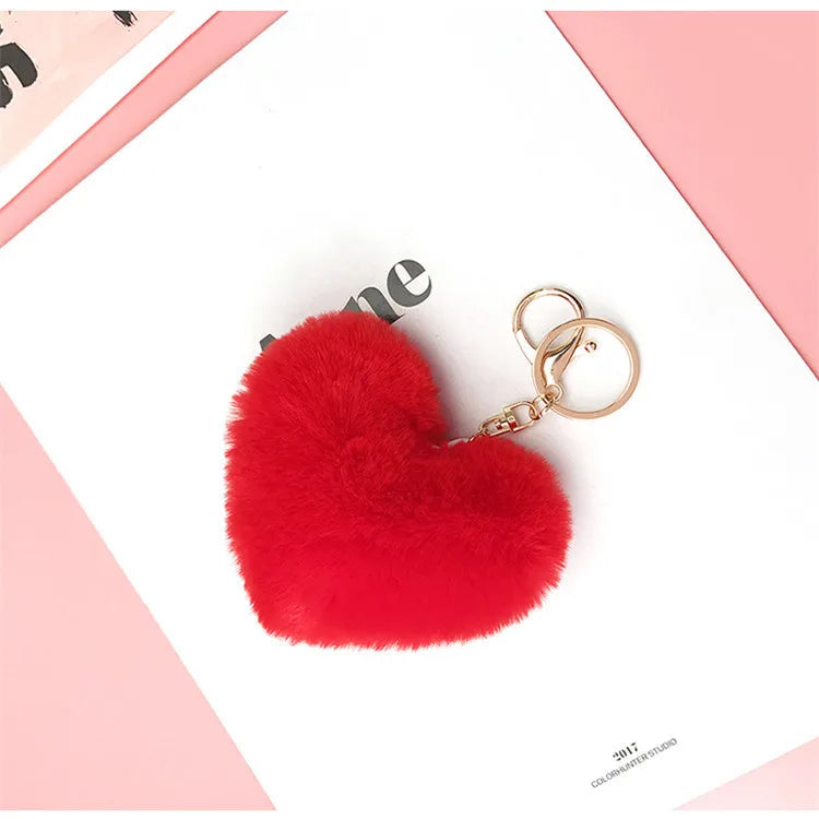 Heart Shape Synthetic Fibre Women's Bag Pendant Keychain