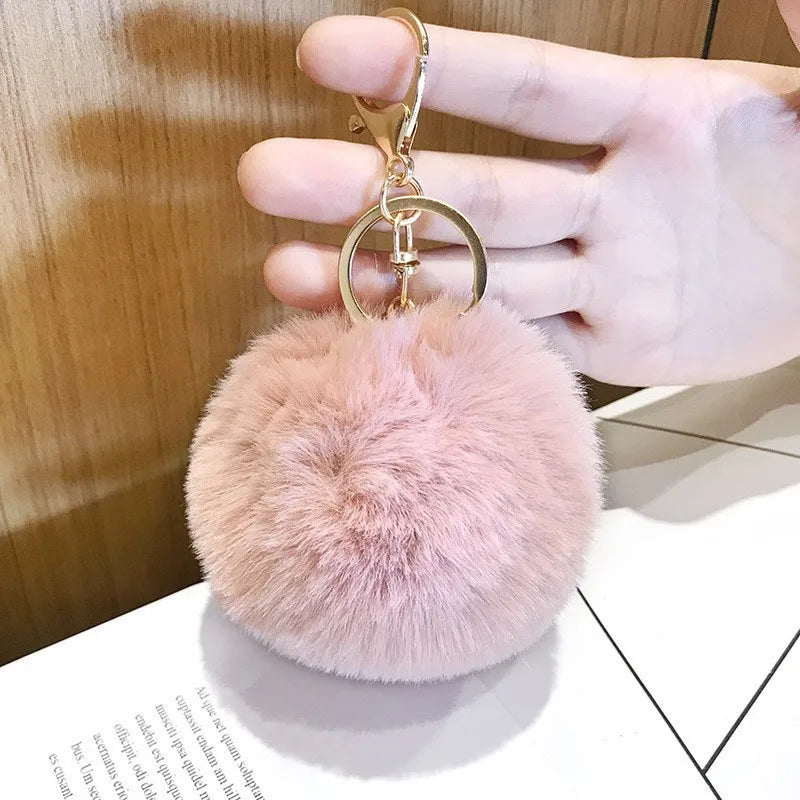 Ball Shape Synthetic Fibre Women's Bag Pendant Keychain