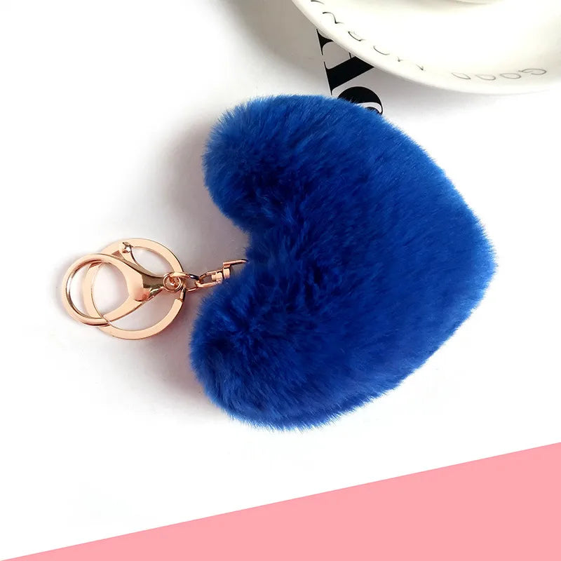 Heart Shape Synthetic Fibre Women's Bag Pendant Keychain