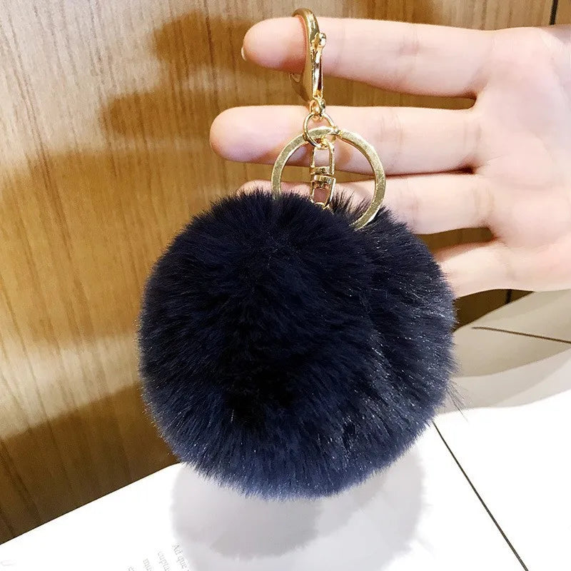 Ball Shape Synthetic Fibre Women's Bag Pendant Keychain