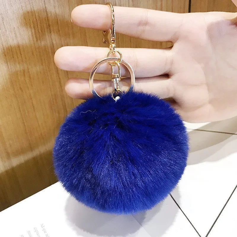 Ball Shape Synthetic Fibre Women's Bag Pendant Keychain