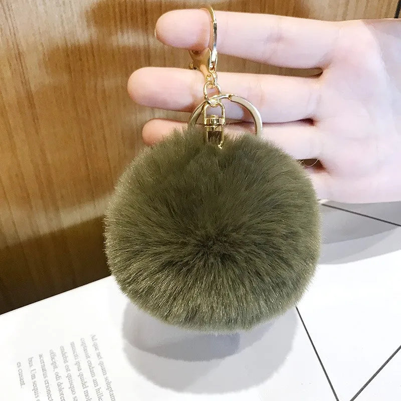 Ball Shape Synthetic Fibre Women's Bag Pendant Keychain