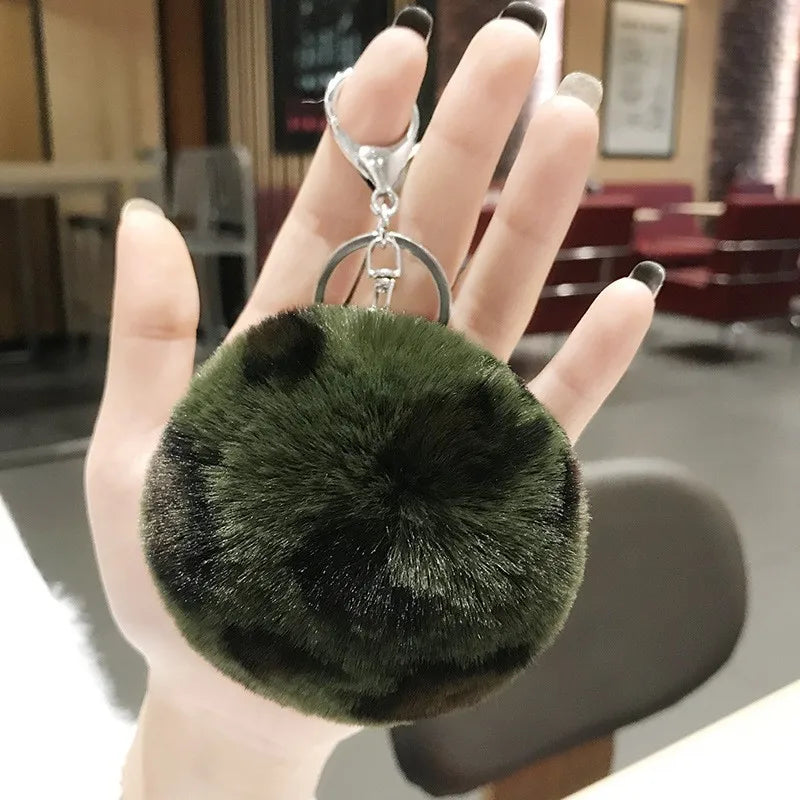 Ball Shape Synthetic Fibre Women's Bag Pendant Keychain