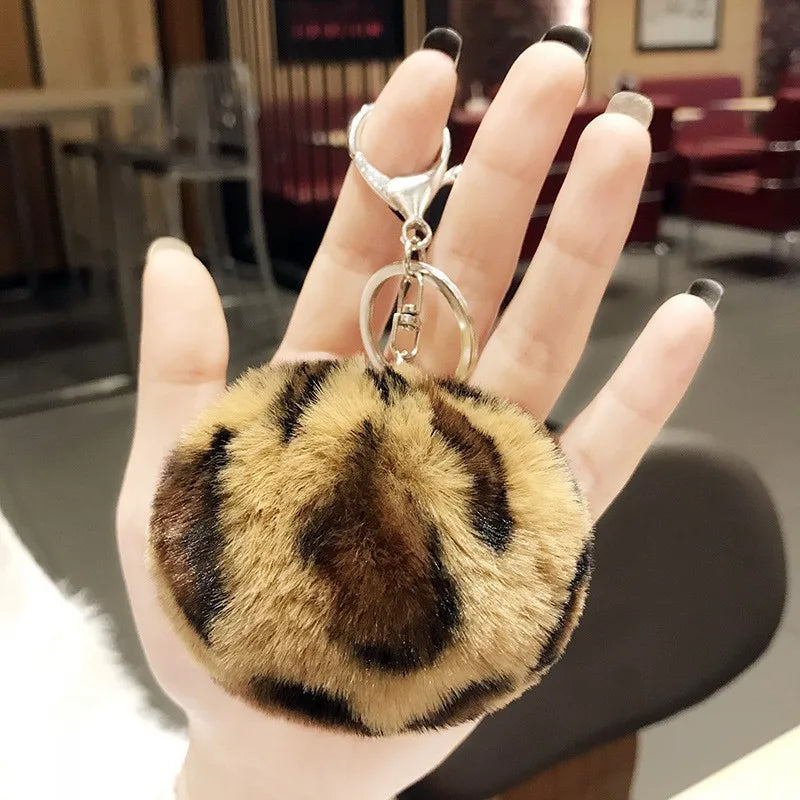 Ball Shape Synthetic Fibre Women's Bag Pendant Keychain