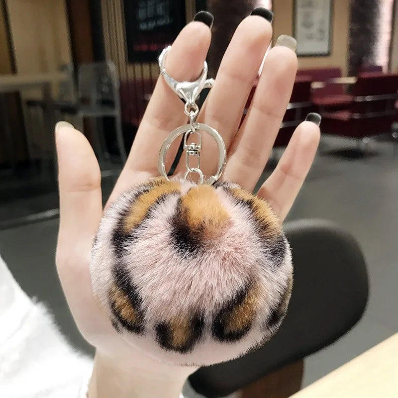 Ball Shape Synthetic Fibre Women's Bag Pendant Keychain