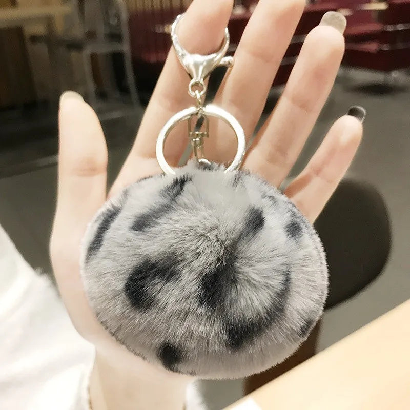 Ball Shape Synthetic Fibre Women's Bag Pendant Keychain