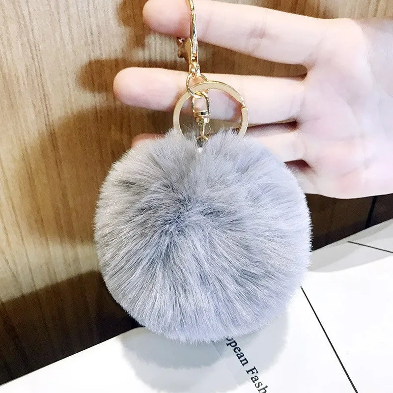 Ball Shape Synthetic Fibre Women's Bag Pendant Keychain