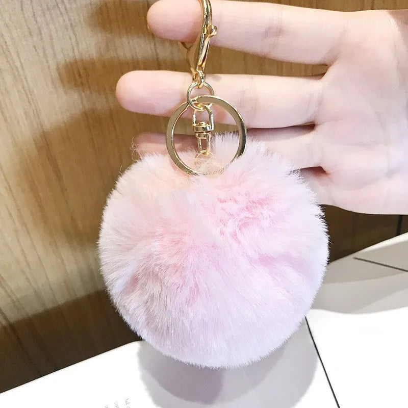 Ball Shape Synthetic Fibre Women's Bag Pendant Keychain