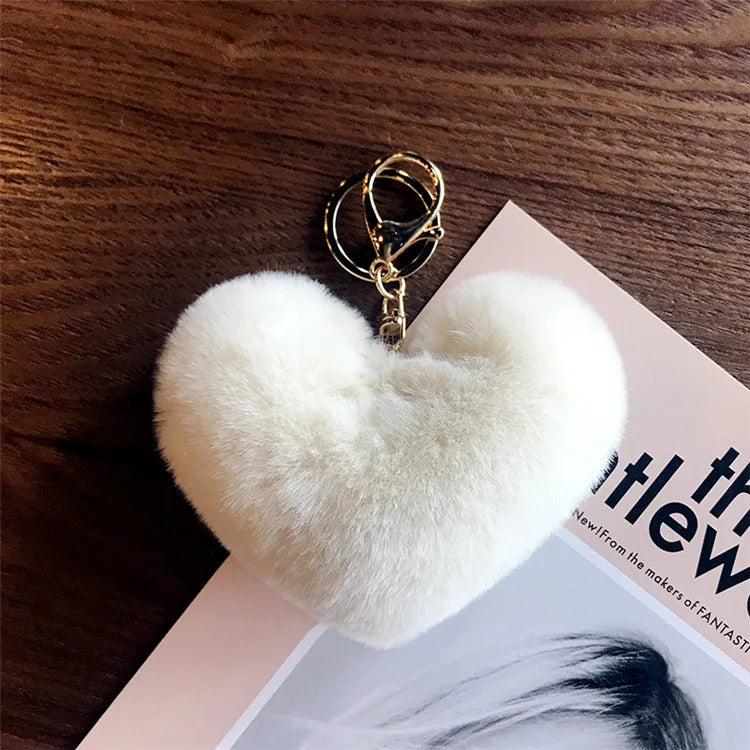 Heart Shape Synthetic Fibre Women's Bag Pendant Keychain