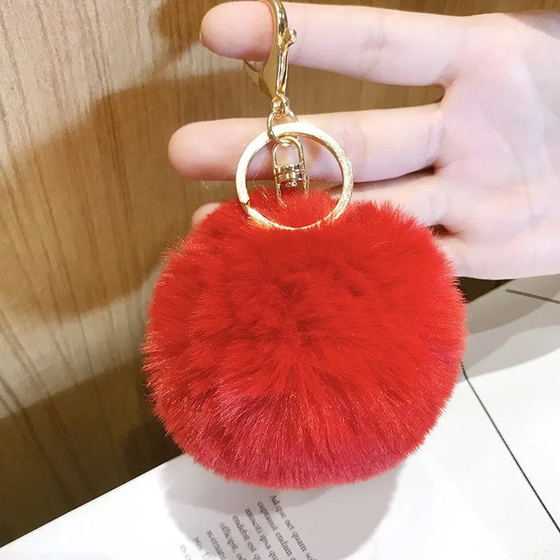 Ball Shape Synthetic Fibre Women's Bag Pendant Keychain