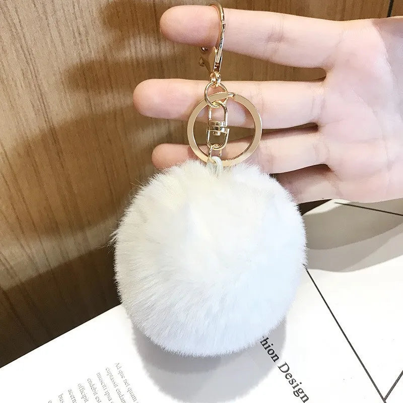 Ball Shape Synthetic Fibre Women's Bag Pendant Keychain