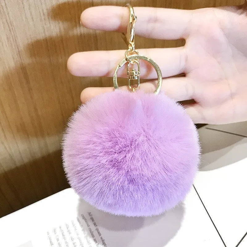 Ball Shape Synthetic Fibre Women's Bag Pendant Keychain