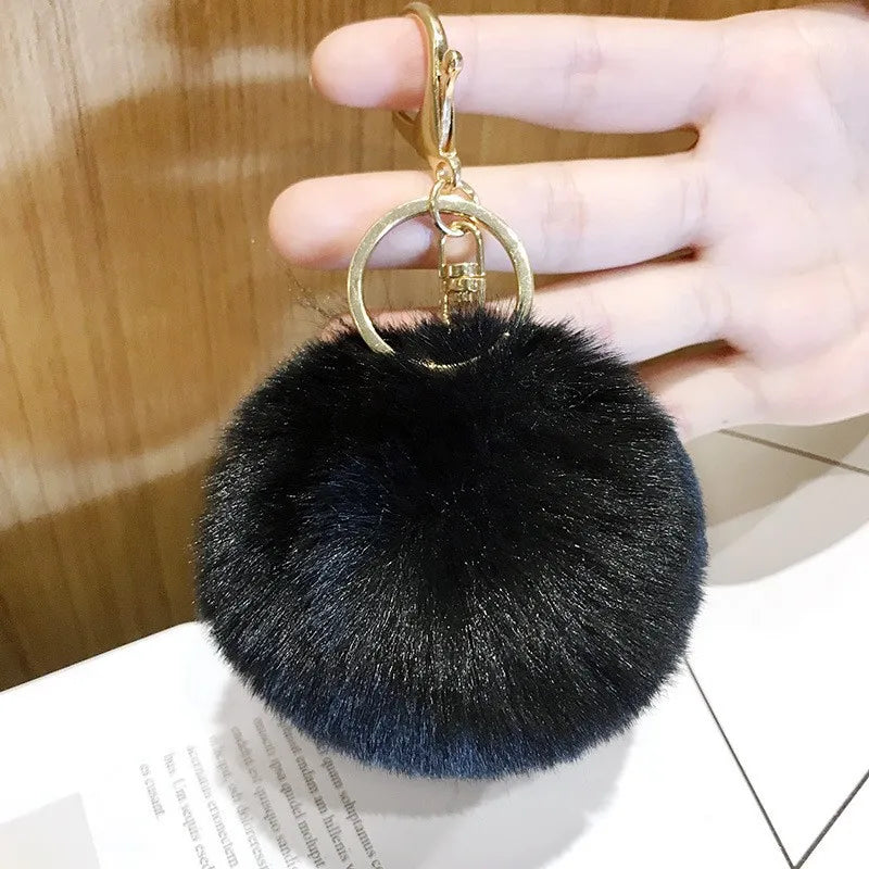 Ball Shape Synthetic Fibre Women's Bag Pendant Keychain