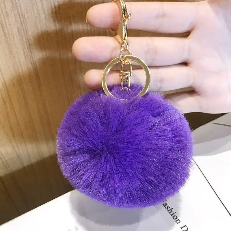 Ball Shape Synthetic Fibre Women's Bag Pendant Keychain