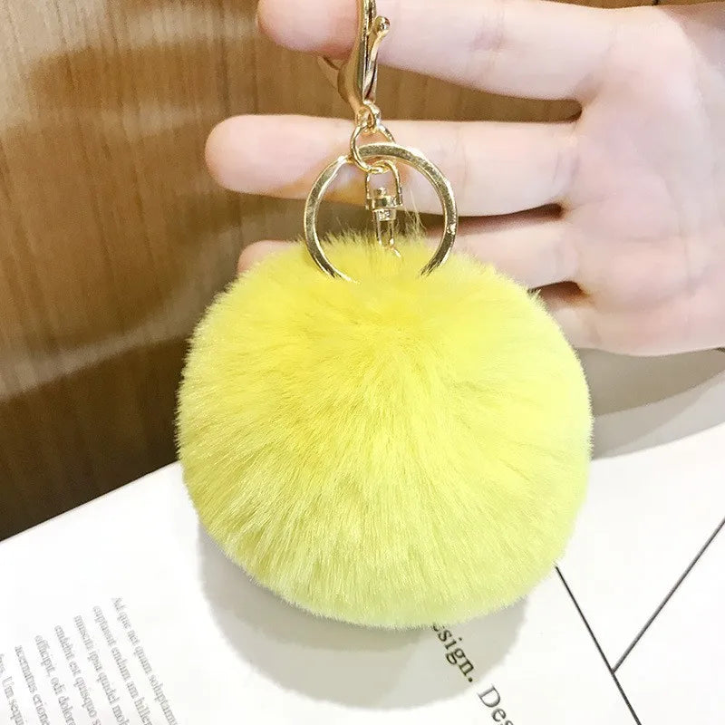 Ball Shape Synthetic Fibre Women's Bag Pendant Keychain