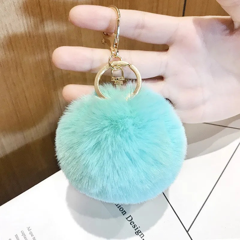 Ball Shape Synthetic Fibre Women's Bag Pendant Keychain