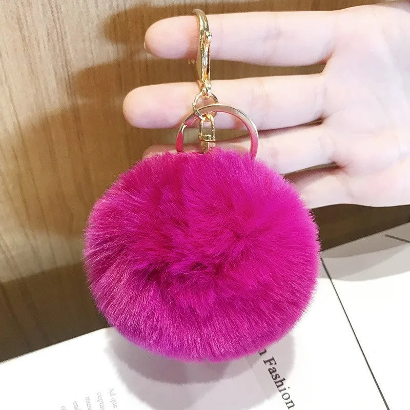 Ball Shape Synthetic Fibre Women's Bag Pendant Keychain